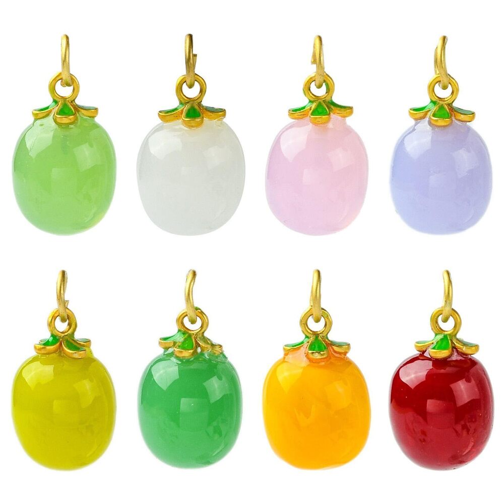 7616 8 pcs 8 Colors Glass Lampwork Tomato Charms Imitation Food Vegetable
